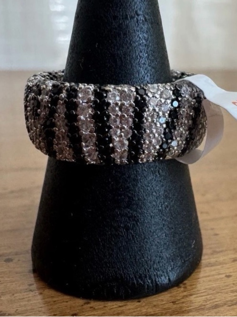 Bomb Party “Chic In The Wild” Zebra Ring Size 8 New Black & Diamond CZ